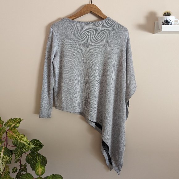 Asymetric one sleeve knit gray top, women M, Jacqueline de Young - Picture 3 of 3